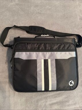 Black and Gray Laptop Messenger Bag with Reflective Stripes